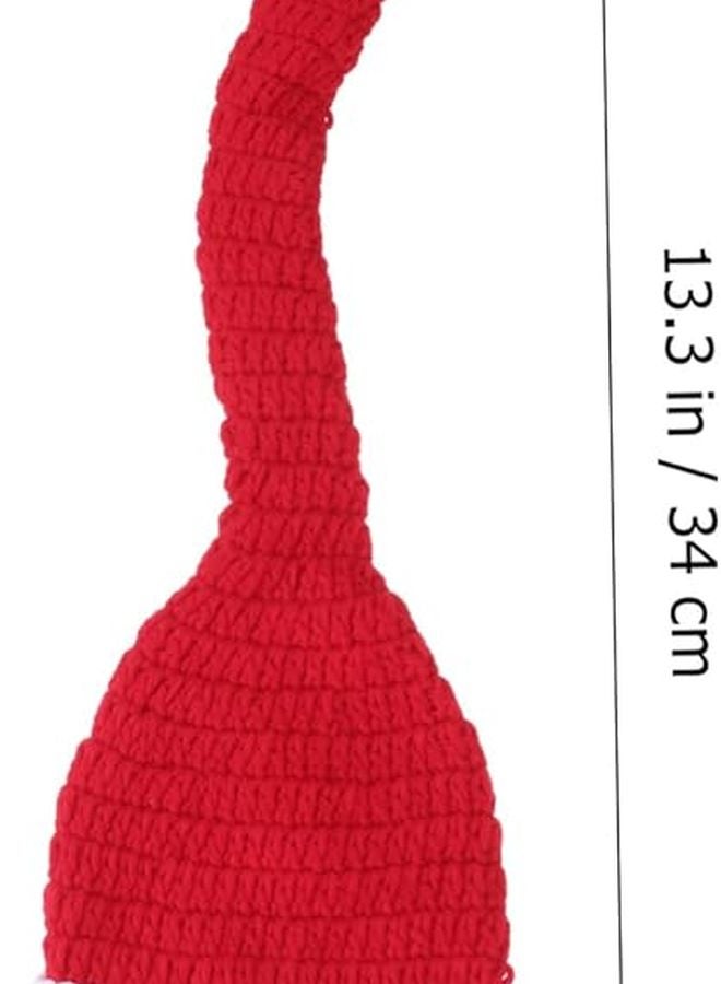 قبعة سانتا كروشيه عيد الميلاد لحديثي الولادة للأولاد والبنات محايدة الجنس قبعة محبوكة يدويًا ودعائم التصوير - Image 3